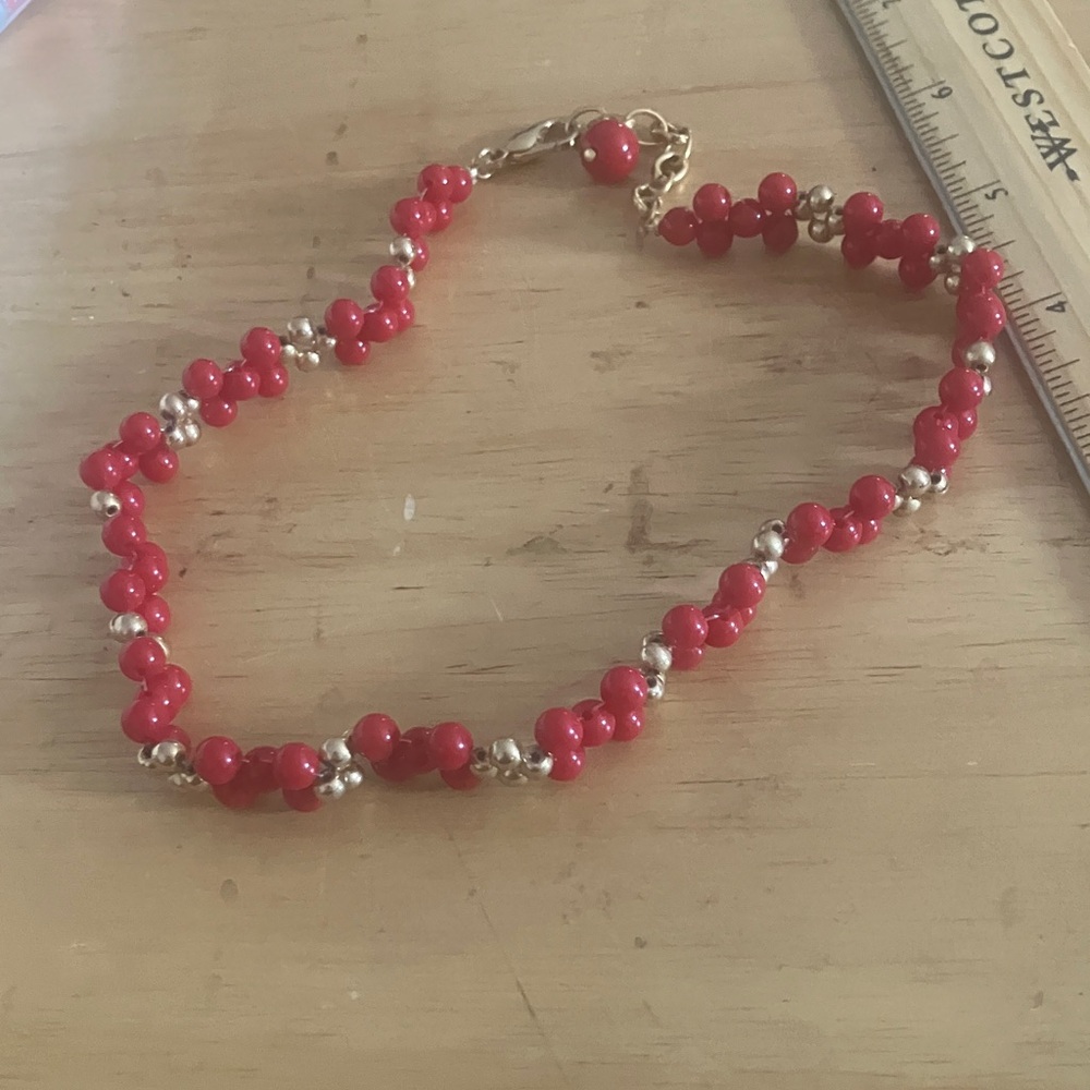 Elegant Red and Gold Beaded choker